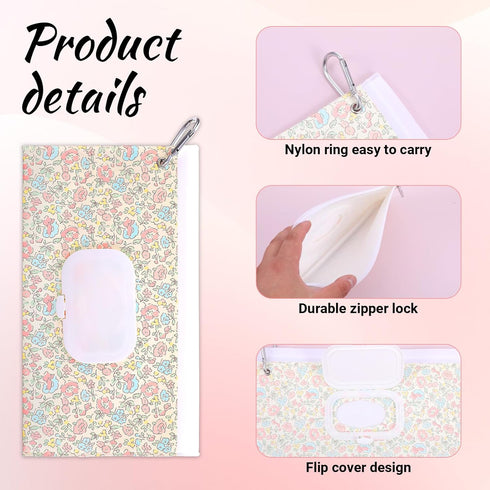 LIQWEI 3 Pcs Baby Wipes Dispenser, Travel Wipes Case Refillable Wet Container, Diaper and Wipe Pouch Portable Baby Wipe
