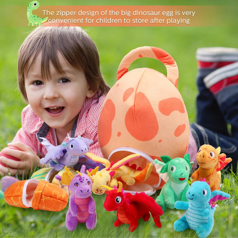 11 Set Zhanmai Pcs Easter Dinosaur Stuffed Animal Small Dino Plush Toy and Egg Bag Cute Stuffed Dinosaur Animals Plush