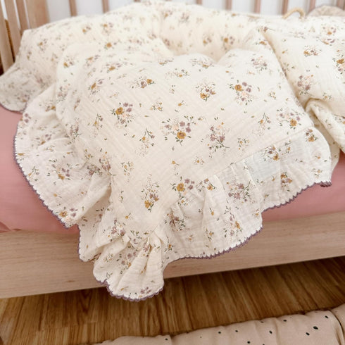 1pc 47X59'', 2-Layer AOJIM Kids Crib Duvet Cover with Colorful Floral Print, Pure Cotton Baby Muslin Toddler Comforter
