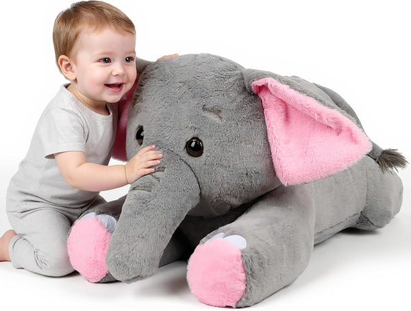 32" Big Elephant Stuffed Animal, Giant Grey Elephant Plush Toy Huge Size