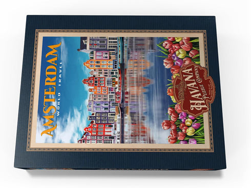 MyPuzzle Amsterdam, Netherlands - Vintage Travel Poster, Premium 1000 Piece Jigsaw Puzzle for Adults