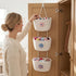 3 2 Tier Cotton Rope Hanging Wall Basket, Cute Flower Decor Wall Mounted Storage Organizer for Nursery, Bathroom
