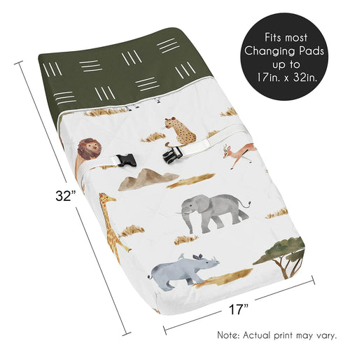 Sweet Jojo Designs Jungle Animals Boy Girl Baby Nursery Changing Pad Cover Hunter Green Yellow Grey Rust Orange Black