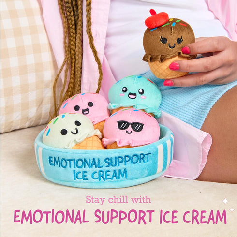 5 Emotional Support Ice Cream Cones by Relatable, Cuddly Stuffed Animals and Toys, Squishy Toys and Plushies, Great