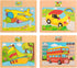 Wooden Jigsaw Puzzles Set for Kids Age 2-5, 12 Piece Colorful Transportation Educational Puzzles (4 Puzzles)