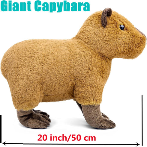 Giant Capybara Plush - Realistic 20” Stuffed Animal, Lifelike Weighted Toys for Kids