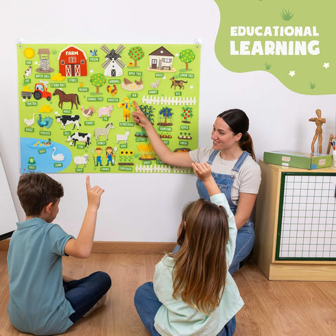 92 3-8 BONNYCO Felt Board for Toddlers with Animal Farm Figures. Montessori and Sensory Toys, Birthday Gifts for Kids