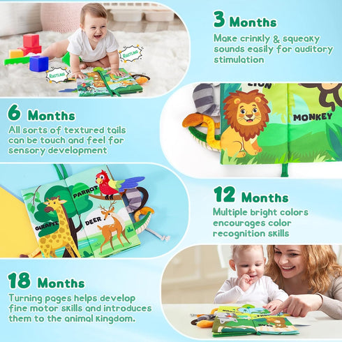 Baby Books 0-6 Months - Crinkle Cloth Book - Touch and Feel Baby Books - Infant Toys for Newborn Boys Girls