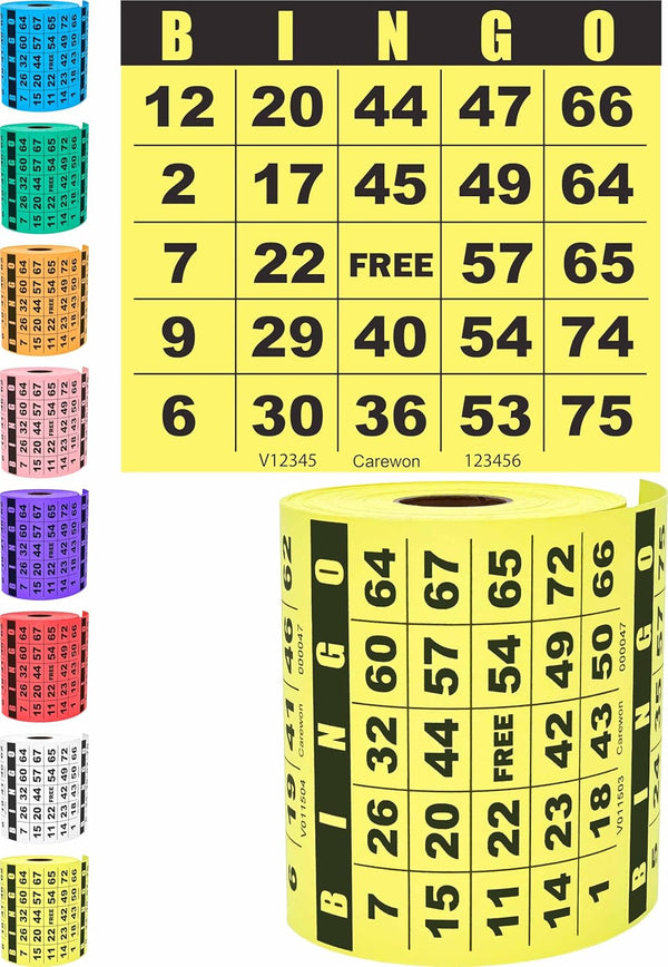 250 Bingo Game Cards, Yellow (8 Color Selection), 4” x 3.5”, Customizable Book for Events, Single or Multi Use