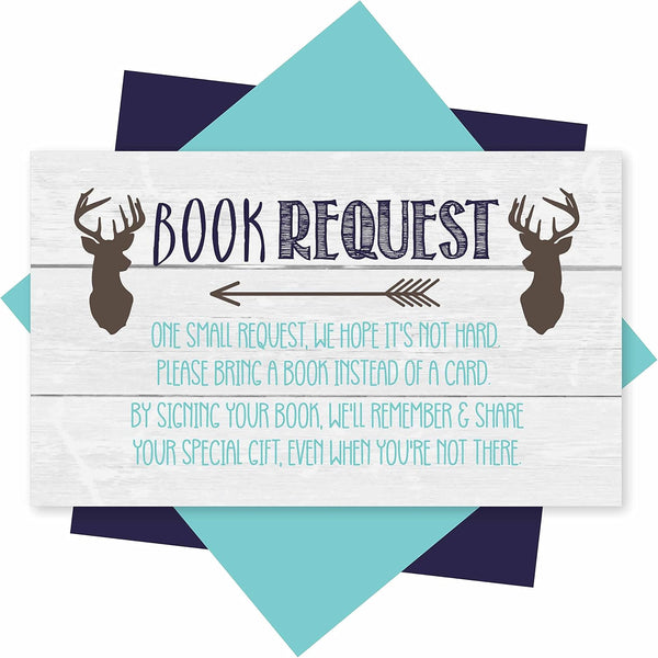Hadley Designs 25 Books For Baby Shower, Deer Baby Shower Invitation Inserts, Book Request Alternative