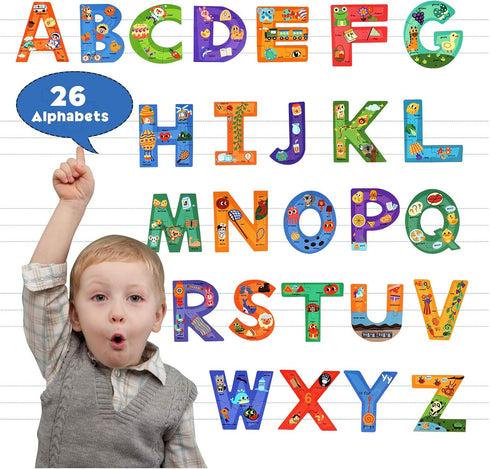 3-5, 3+, SYNARRY Wooden Alphabet Puzzles for Kids Ages ABC Learning for Toddlers Ages Sight Words Letter Puzzles