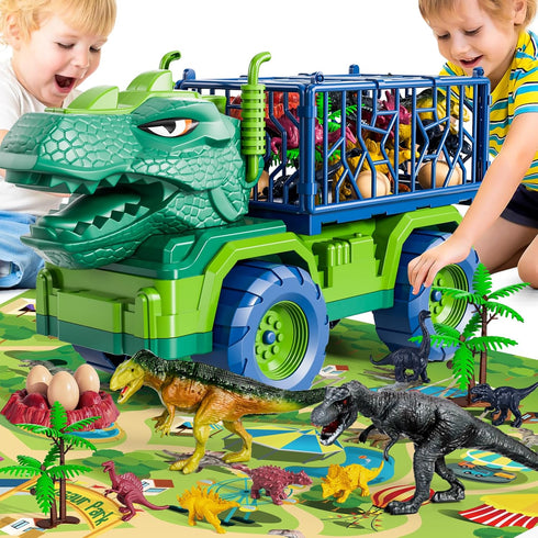 2-4, 3-5 8 2 3 4 5 6 Dinosaur Truck for Kids Dinosaur Action Figure Toys for Toddler with Dinosaur Figures, Play Mat