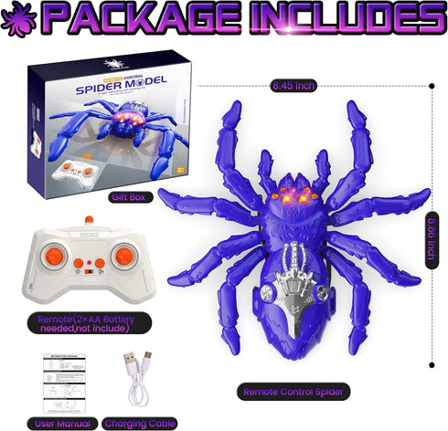 360Rotating 3-12 Wall Climbing Spider, Remote Control Robot Toys, Climbing Walls & Ceilings, RC Stunt Crawler with LED
