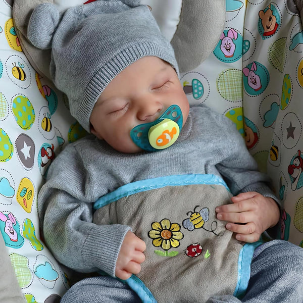 Realistic 17-Inch Reborn Baby Boy Doll, Lifelike Vinyl Full Body Gift for Kids Age 3+