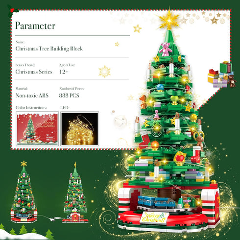 BLIFToi Set 2025 888Pcs, Christmas Tree Building for Kids, Christmas Tree Collectible Holiday Building Block Home