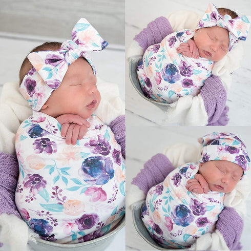 Culclendy 3 Pack, Floral Swaddle Blanket, Receiving Blankets Girl, Flower Swaddling Blanket, Baby Girl Swaddle Registry