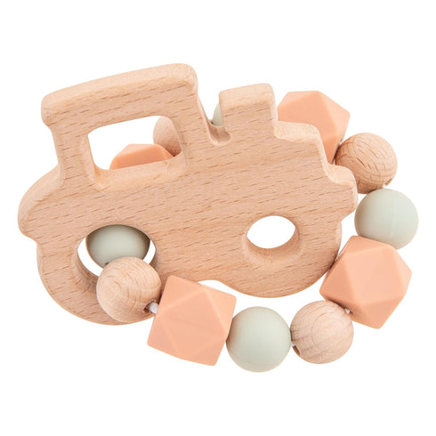 Natural Wood Farm-Themed Silicone Teether for Babies