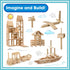 Set 200-Piece Wooden Building Blocks - Plank Block Construction Toys, STEM Educational Wood Toy for Kids and Toddlers