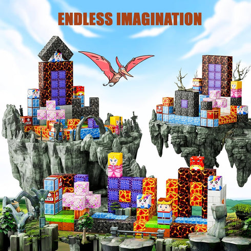 TQRAZ Set, 3+ Toys-120PCS Magnetic Blocks - Build Magnet World Magic Portal Magnetic Tiles Building Blocks Toddler Toys