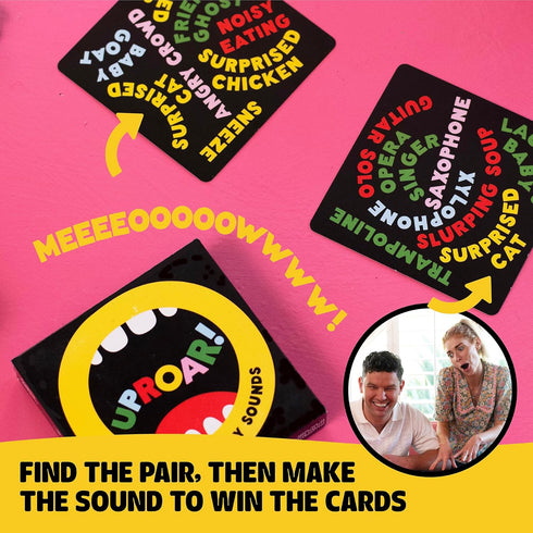 UpRoar! The Card Game of Silly Sounds, Plastic-Free Family Party Game for Kids, Teens, Adults, 2+ Players, Eco-Friendly