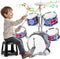 Kids Drum Set, Drum Set for Toddlers with Stool Upgraded Plastic Rock