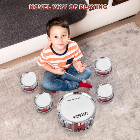 Set, 5 Set Kids Drum PCS Drums for Kids with Stool Mini Band Drum Musical Instruments Toys Birthday for Toddlers Boys