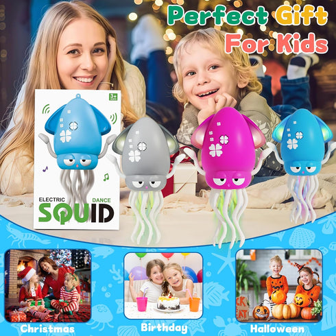 12-18 Tummy 1 2 3 4 5 6 Electric Dancing Octopus Light Music Suitable for Months Old Baby Toys, Kid Crawling Squid Toys