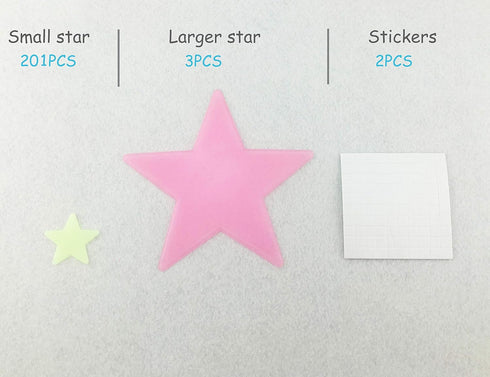 200PCS 1.2" Glow in The Dark Luminous Stars Decals for Home Ceiling Wall Baby Kids Bedroom (Multi-Color)