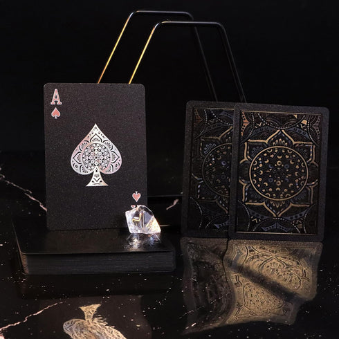 Wkchxd Set (1 Pack) Playing Cards, Plastic Playing Cards, Deck of Cards, Waterproof Poker Cards, Black Standard Playing