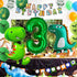 Large Dinosaur Foil Balloons and Happy Birthday Banner - Number 3 Balloon for 3rd Birthday Party Decorations