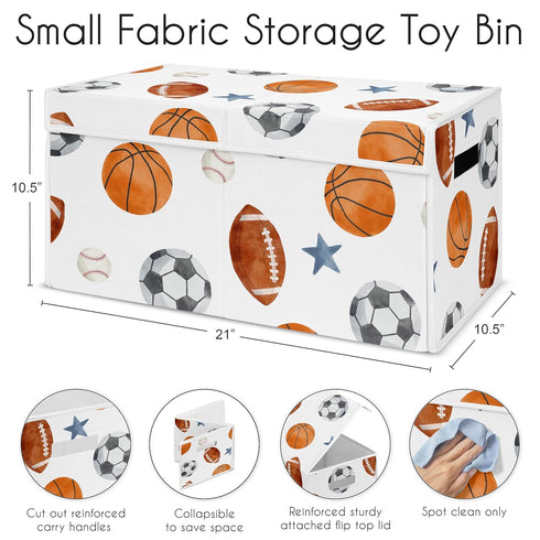 Sweet Jojo Designs Sports Theme Boy Collapsible Toy Storage Box Chest Organizer with Lid Baby Nursery Kids Childrens