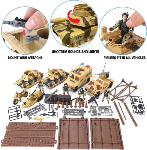Liberty Imports Military Toys Army Action Combat Zone, 42 Piece Huge Playset with Tanks and Accessories