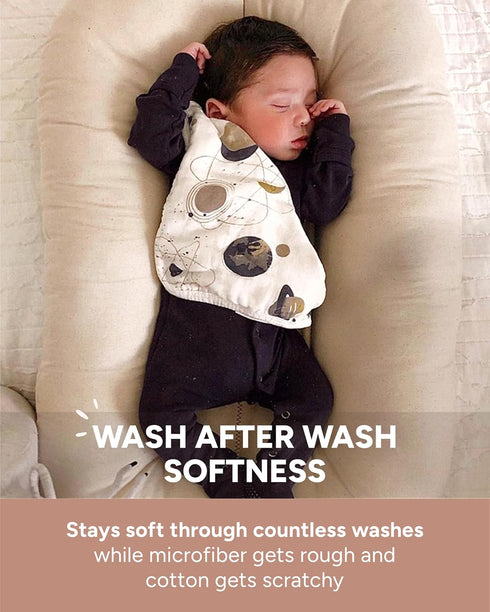 12"x12" 6 Pack Nightingale Baby Washcloths, Rayon from Bamboo Baby Clothes Organic Wash Cloths with Cotton, Newborn