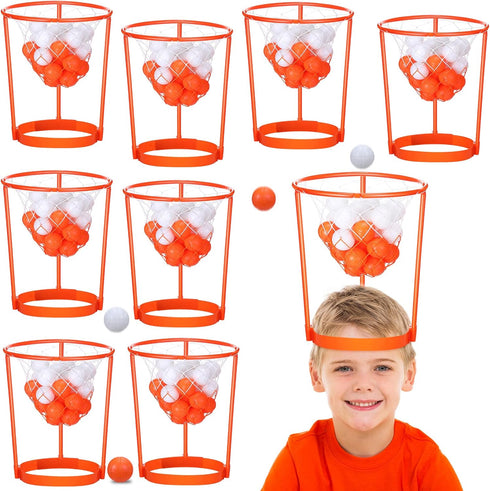 Libima 12 Pcs Head Hoop Basketball Party Game Set for Kids and Adults, Portable Adjustable Headband with Balls