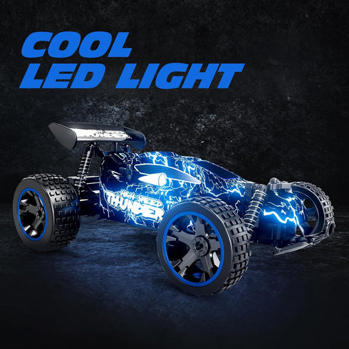 1:18 2WD 2.4GHz 50 8-12 Tecnock RC Cars for Kids, Scale RC Car with LED Lights, Remote Control Car with USB-C Easy