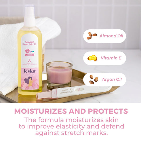 Maternity Stretch Mark Moisturizing Oil, STAGE A: SOOTHE Happy Belly Oil for Pregnancy Months 1-5, 4.22oz