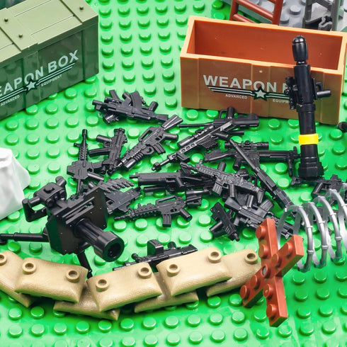 25 Pcs Military Toy Soldiers Figures Pack, Weapons Set for Building Blocks Compatible with Major Brands, 3 Years+