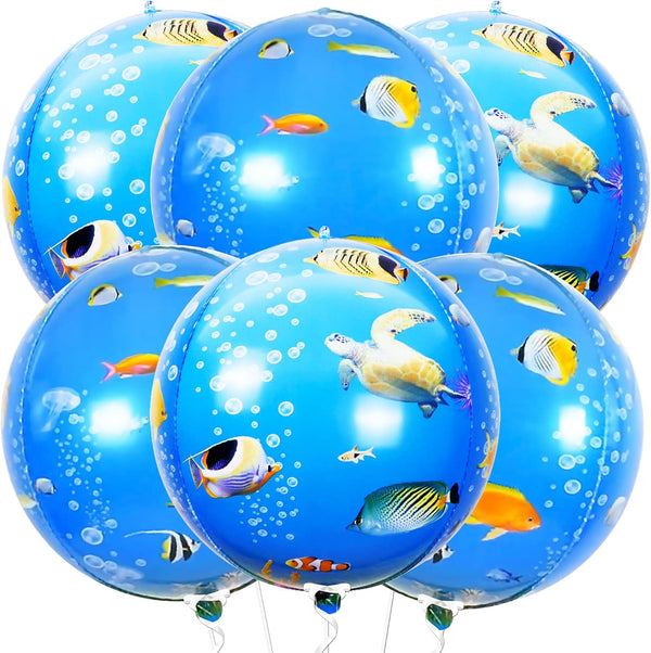 KatchOn Sea Turtle Balloons, 22 Inch, Pack of 6 - 4D Under The Sea Balloons for Ocean Theme Birthday Party