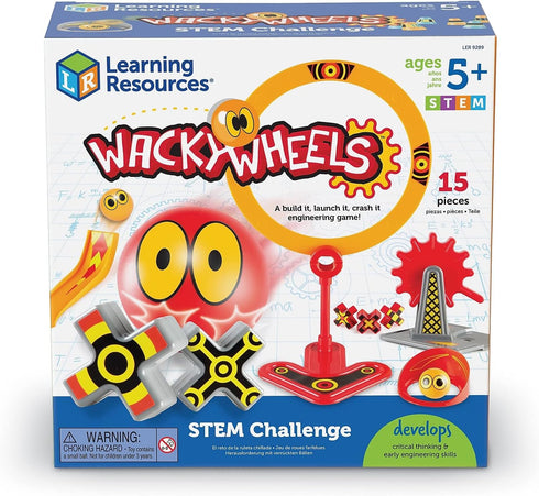 15 5+ Learning Resources Wacky Wheels STEM Challenge, Science STEM Game, Pieces, Ages