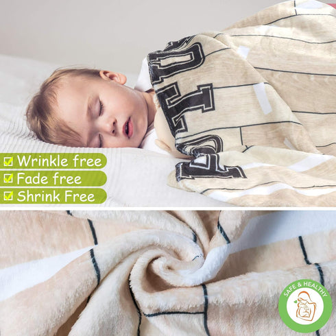 47"x40" SUKOON Monthly Milestone Blanket for Baby Boy/Girl | Basketball Theme | Includes Frame and Bib | Large | |