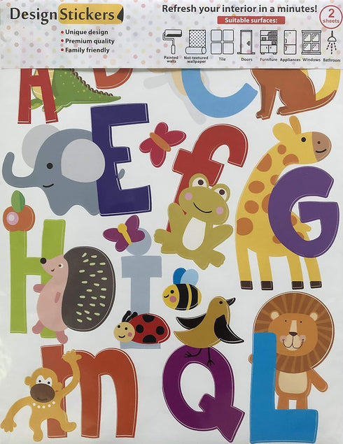 ABC Wall Decals - Alphabet Educational Animal Stickers for Classroom Decor - Playroom Decals for Kids