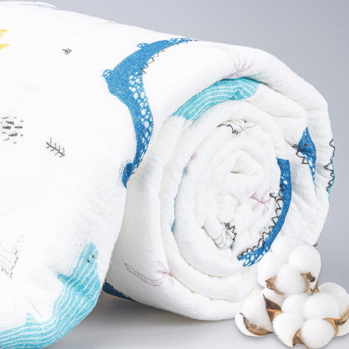 REMASS 6-Layer 25x51inches 0-4 Muslin Hooded Towel Made from Organic Cotton Cotton Bath Towel, Soft Bath Towels