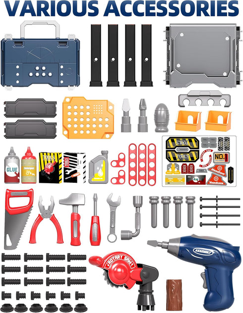 3-5, Set 3-4 Deejoy Kids Tool Bench with Realistic and Electric Drill, Construction Workbench Toys for Toddlers Toddler