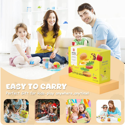 12 48 Air Dry Clay Kit - Modeling Clay for Kids mit Sculpting Tools und Tutorial, Ultra Light & Soft, Safe & Non-Toxic