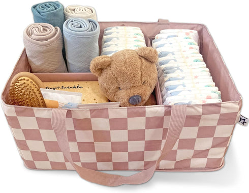 Tiny Twinkle Diaper Caddy Organizer | Foldable Baby Storage Basket with Removable