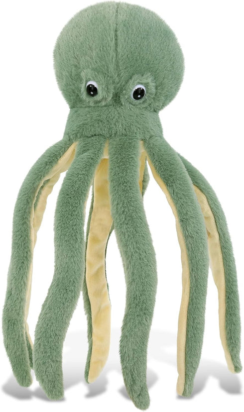 DolliBu Green Octopus Super Soft Stuffed Animal - Cute Realistic Plush for Kids Nursery Decor, 15 Inches