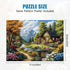 1000 Piece Jigsaw Puzzle for Adults, Mountain Cabin Landscape with Stream & Flowers, Back with Letters, Ideal for Home