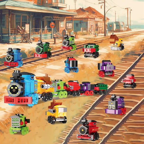 Sets, 12PCS 6 1 Sets, Mini Building Block Vehicle Train Toys Building Blocks, in STEM Toys Eggs Building Party Favors