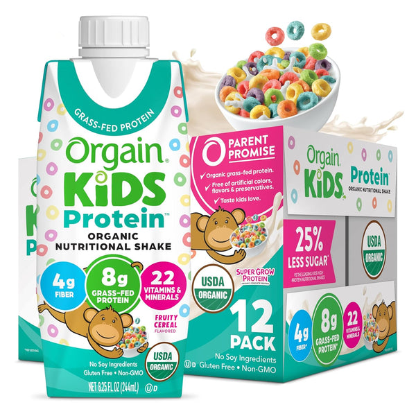 Orgain Organic Kids Nutritional Protein Shake, Fruity Cereal - Kids Snacks with