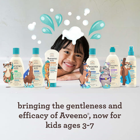18 oz, 2 Pack Aveeno Kids Sensitive Skin Face and Body Wash with Oat Extract, Gently Washes Away Dirt and Germs Without